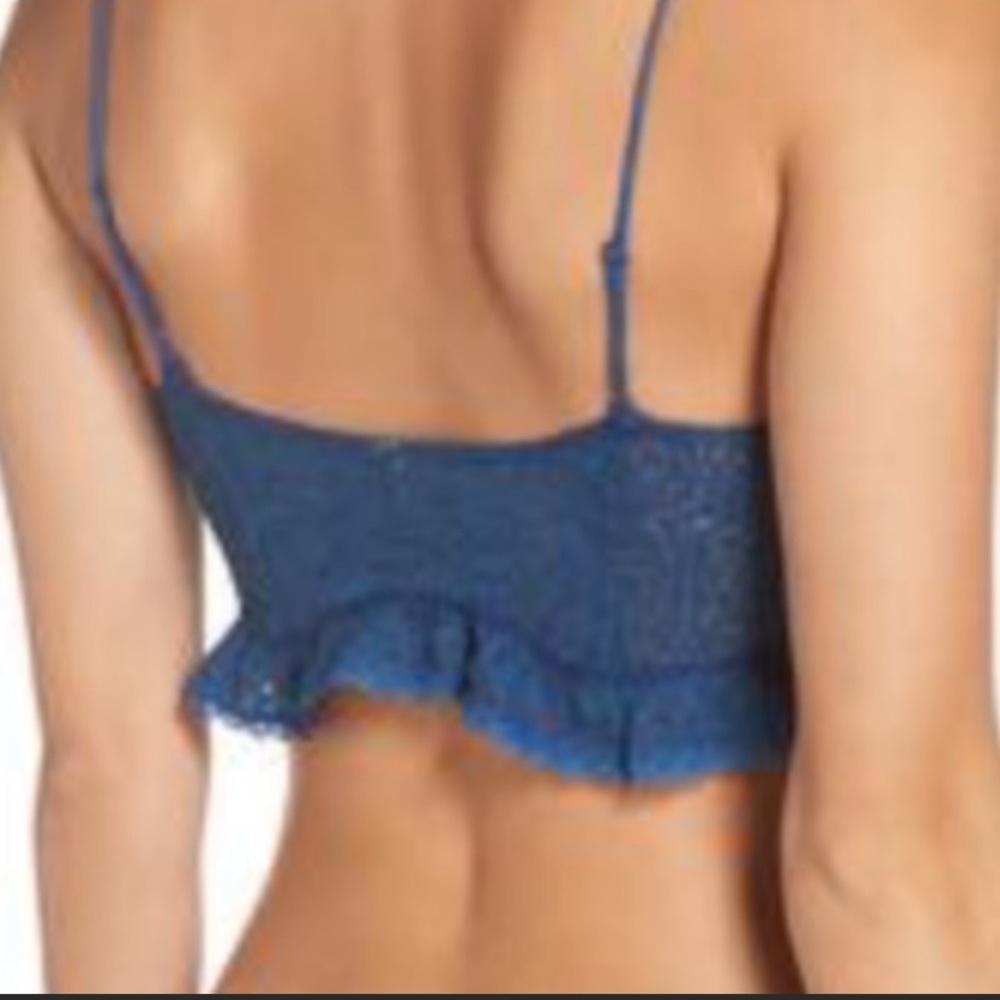 Free People Bra Navy Lace Crop Cami Bralette XS - Picture 2 of 8